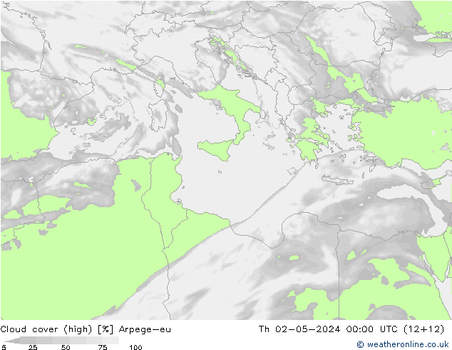 vysoký oblak Arpege-eu Čt 02.05.2024 00 UTC