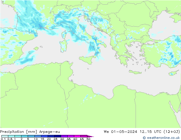 Precipitation Arpege-eu We 01.05.2024 15 UTC