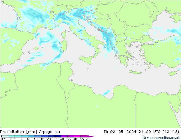 Precipitation Arpege-eu Th 02.05.2024 00 UTC