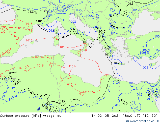 pressão do solo Arpege-eu Qui 02.05.2024 18 UTC