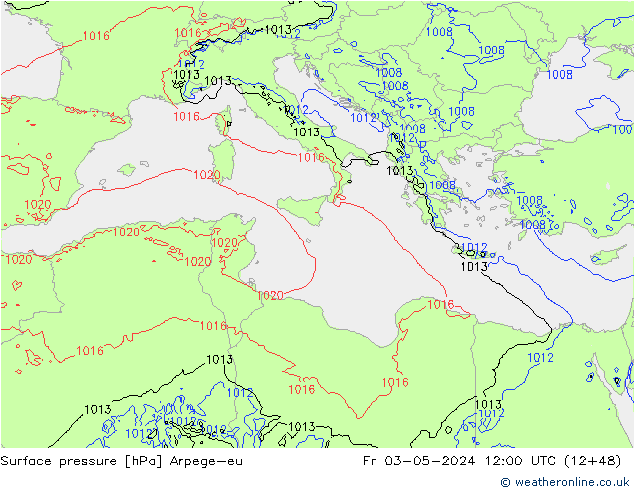 Surface pressure Arpege-eu Fr 03.05.2024 12 UTC