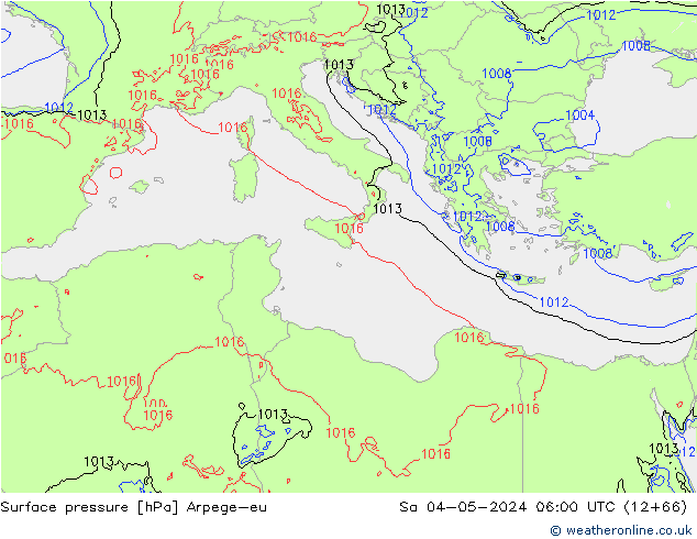 Surface pressure Arpege-eu Sa 04.05.2024 06 UTC