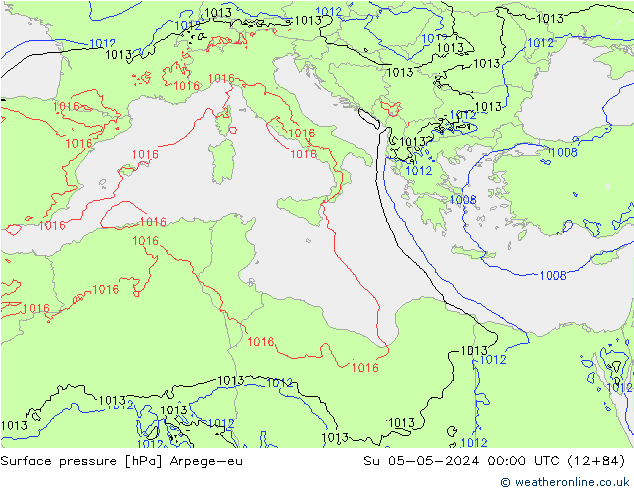 Surface pressure Arpege-eu Su 05.05.2024 00 UTC