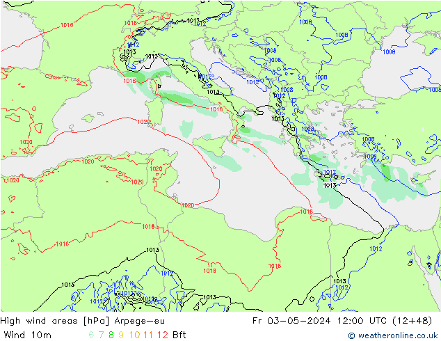 High wind areas Arpege-eu Sex 03.05.2024 12 UTC