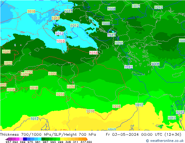 Thck 700-1000 hPa Arpege-eu Sex 03.05.2024 00 UTC