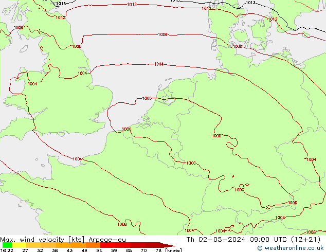 Windböen Arpege-eu Do 02.05.2024 09 UTC