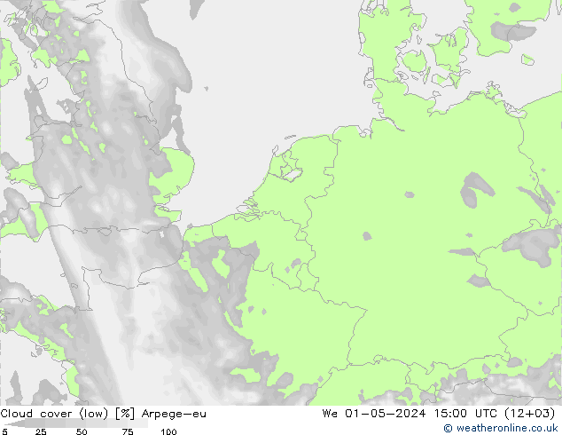 Nubi basse Arpege-eu mer 01.05.2024 15 UTC