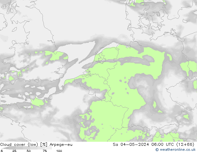 Bewolking (Laag) Arpege-eu za 04.05.2024 06 UTC