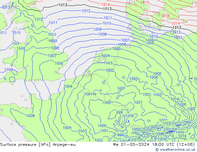pression de l'air Arpege-eu mer 01.05.2024 18 UTC