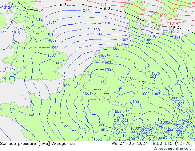 Atmosférický tlak Arpege-eu St 01.05.2024 18 UTC