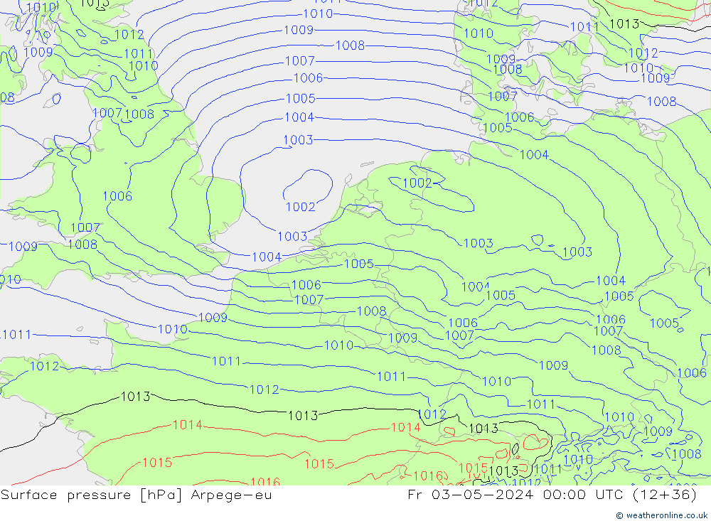 Surface pressure Arpege-eu Fr 03.05.2024 00 UTC