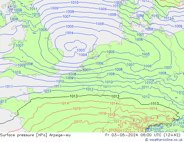 Luchtdruk (Grond) Arpege-eu vr 03.05.2024 06 UTC