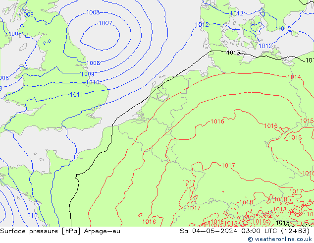 Surface pressure Arpege-eu Sa 04.05.2024 03 UTC