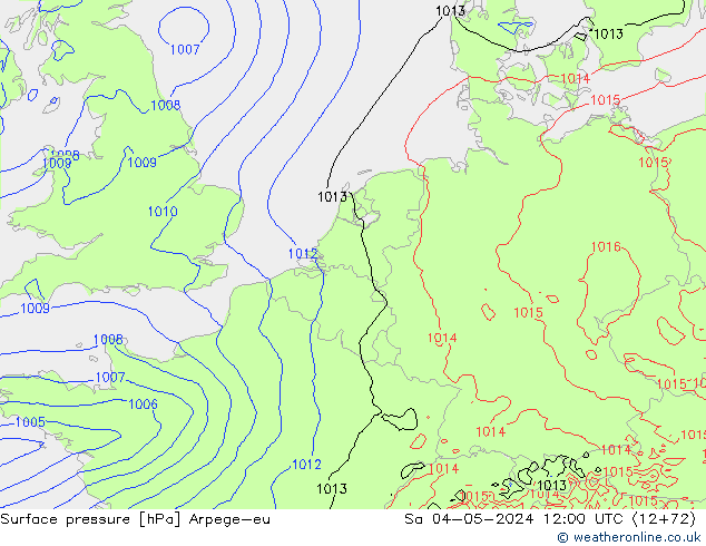 Surface pressure Arpege-eu Sa 04.05.2024 12 UTC