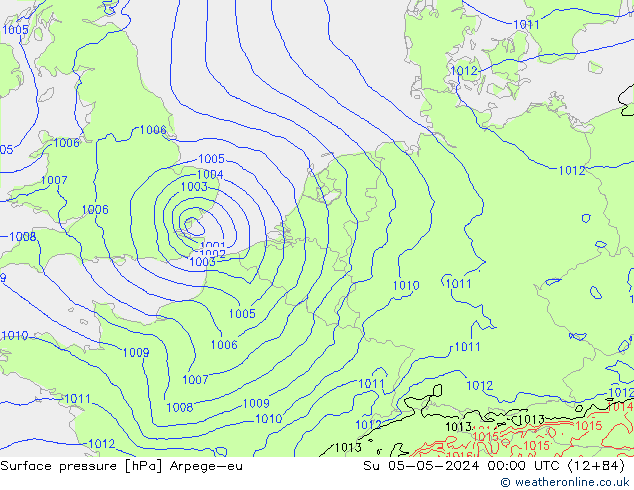 Luchtdruk (Grond) Arpege-eu zo 05.05.2024 00 UTC