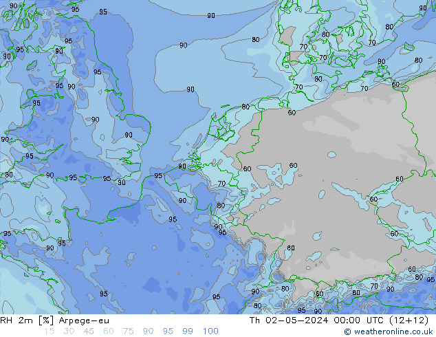 RH 2m Arpege-eu Do 02.05.2024 00 UTC