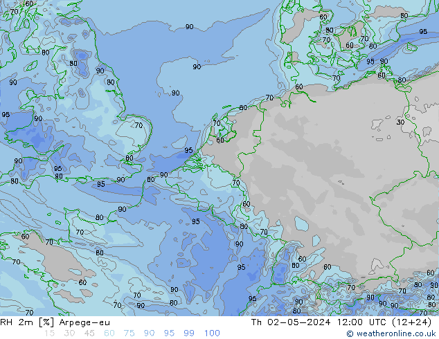 RH 2m Arpege-eu Qui 02.05.2024 12 UTC