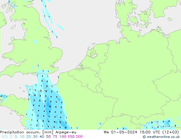 Precipitation accum. Arpege-eu We 01.05.2024 15 UTC