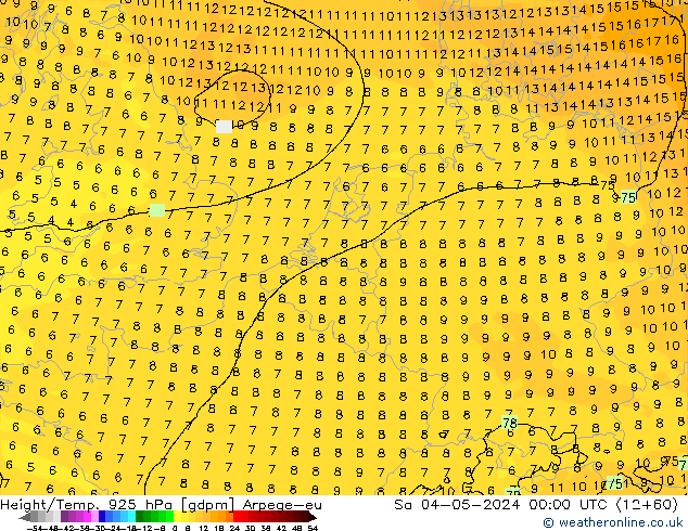 Height/Temp. 925 hPa Arpege-eu Sáb 04.05.2024 00 UTC