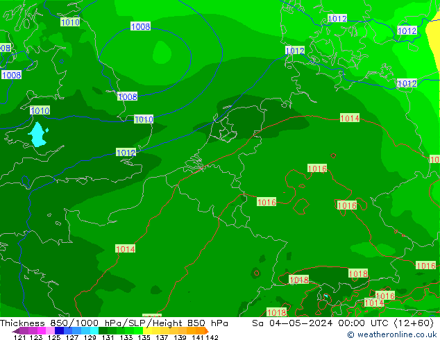 Thck 850-1000 hPa Arpege-eu Sa 04.05.2024 00 UTC