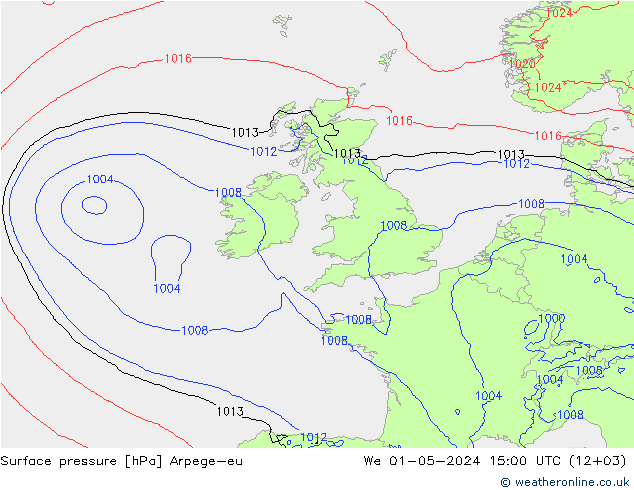 Surface pressure Arpege-eu We 01.05.2024 15 UTC