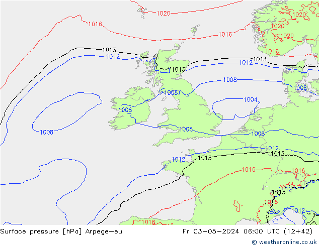 Surface pressure Arpege-eu Fr 03.05.2024 06 UTC