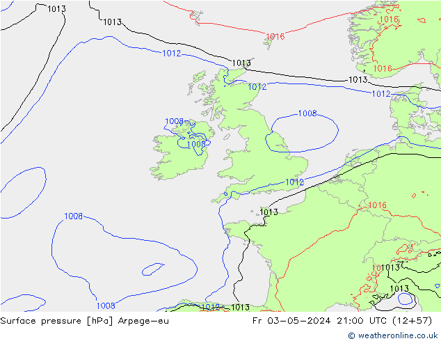 Surface pressure Arpege-eu Fr 03.05.2024 21 UTC