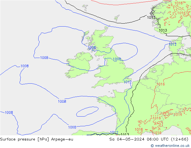 Surface pressure Arpege-eu Sa 04.05.2024 06 UTC