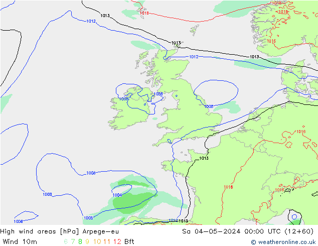 High wind areas Arpege-eu So 04.05.2024 00 UTC