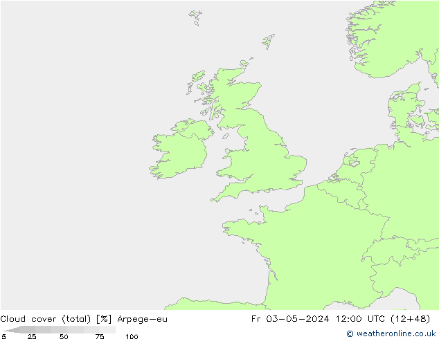 Nubi (totali) Arpege-eu ven 03.05.2024 12 UTC