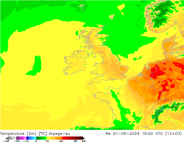 Temperature (2m) Arpege-eu We 01.05.2024 15 UTC