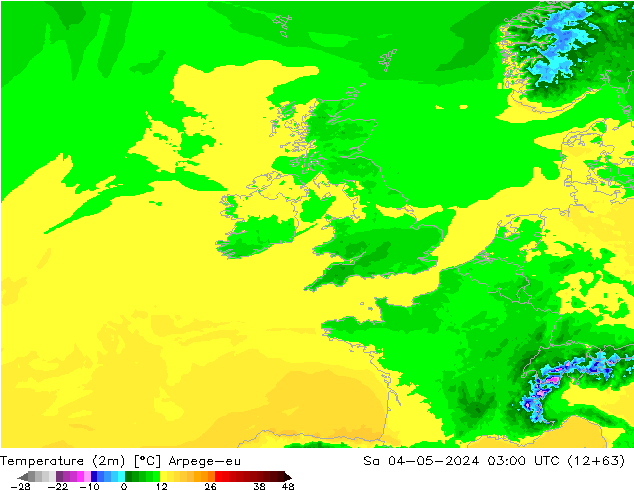 Sıcaklık Haritası (2m) Arpege-eu Cts 04.05.2024 03 UTC