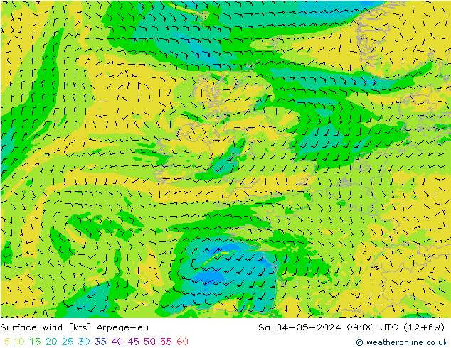 Surface wind Arpege-eu Sa 04.05.2024 09 UTC