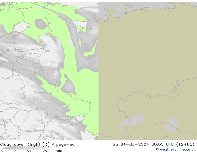 Cloud cover (high) Arpege-eu Sa 04.05.2024 00 UTC