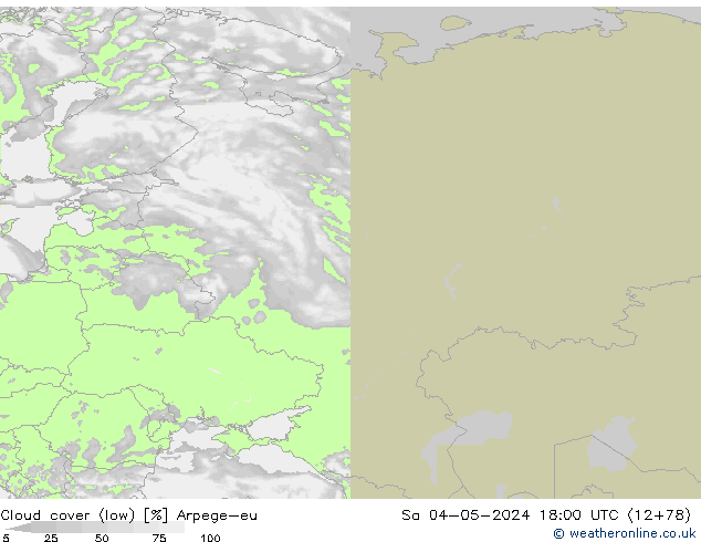 Bewolking (Laag) Arpege-eu za 04.05.2024 18 UTC