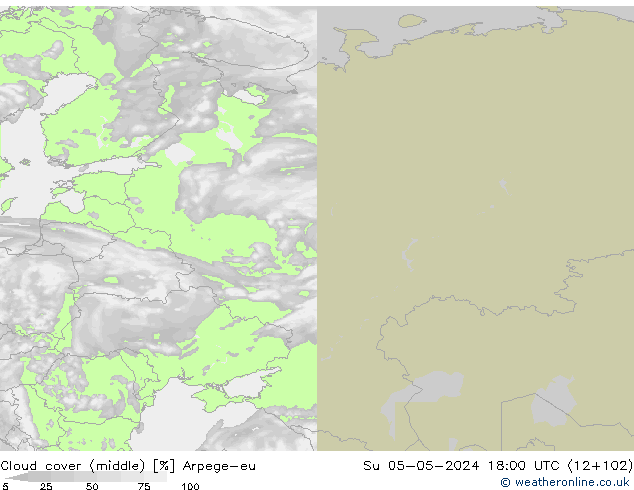 Bulutlar (orta) Arpege-eu Paz 05.05.2024 18 UTC