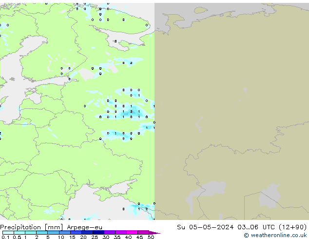 Precipitation Arpege-eu Su 05.05.2024 06 UTC