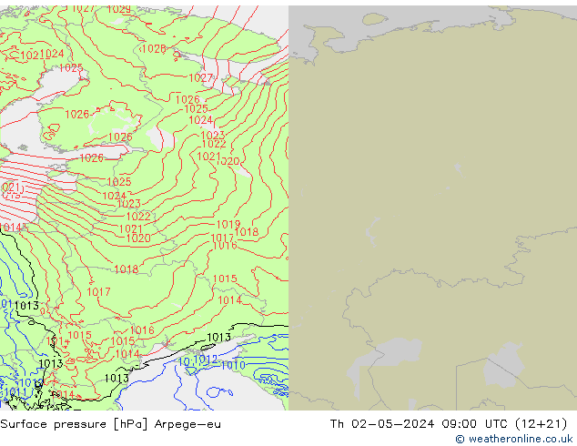 Surface pressure Arpege-eu Th 02.05.2024 09 UTC