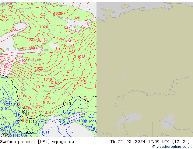 Surface pressure Arpege-eu Th 02.05.2024 12 UTC