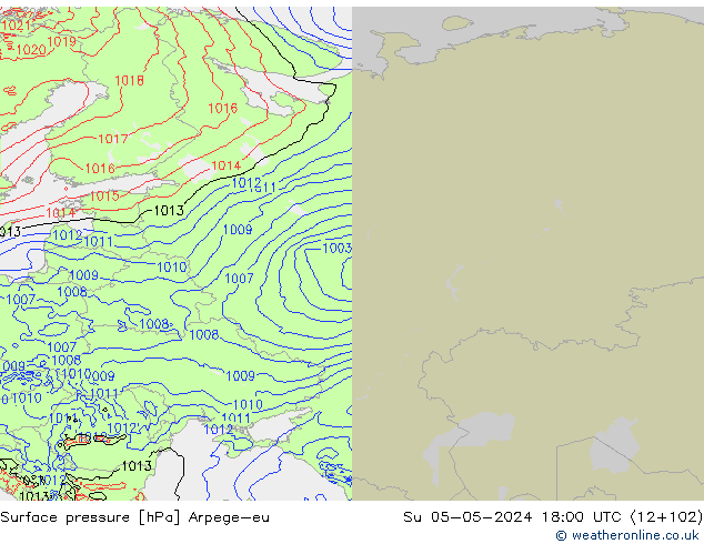 Surface pressure Arpege-eu Su 05.05.2024 18 UTC