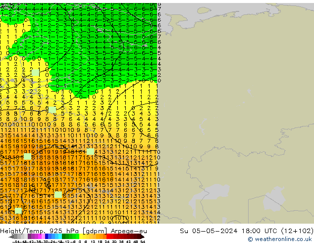 Height/Temp. 925 гПа Arpege-eu Вс 05.05.2024 18 UTC