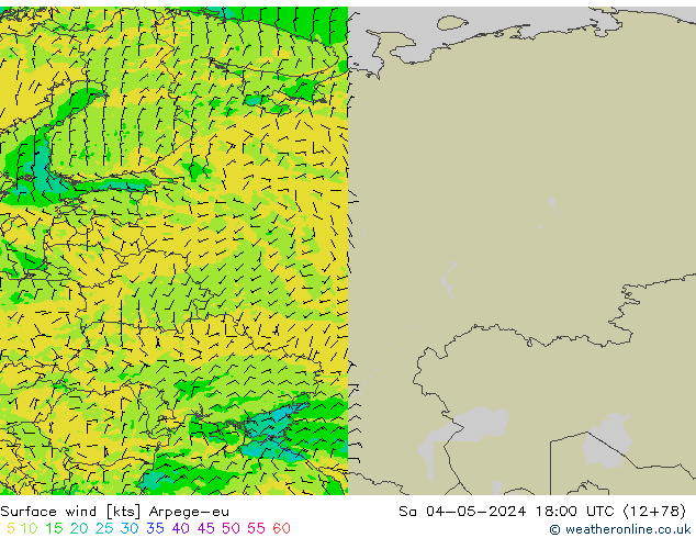 Surface wind Arpege-eu Sa 04.05.2024 18 UTC