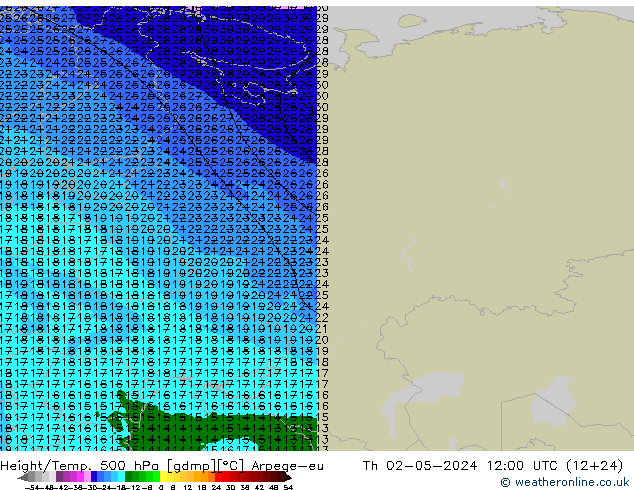 Height/Temp. 500 hPa Arpege-eu czw. 02.05.2024 12 UTC
