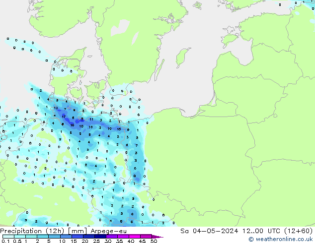 Precipitation (12h) Arpege-eu Sa 04.05.2024 00 UTC