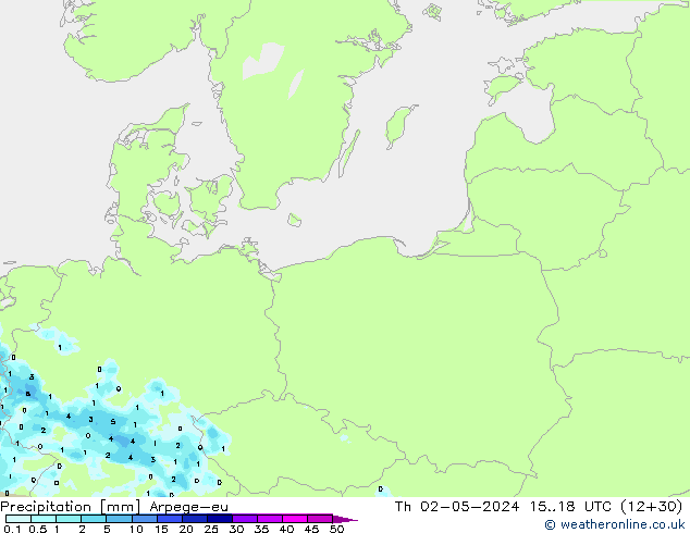 Precipitation Arpege-eu Th 02.05.2024 18 UTC