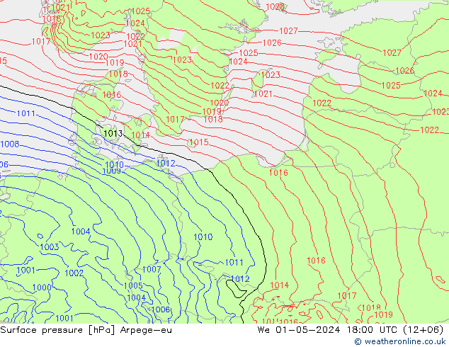 Atmosférický tlak Arpege-eu St 01.05.2024 18 UTC