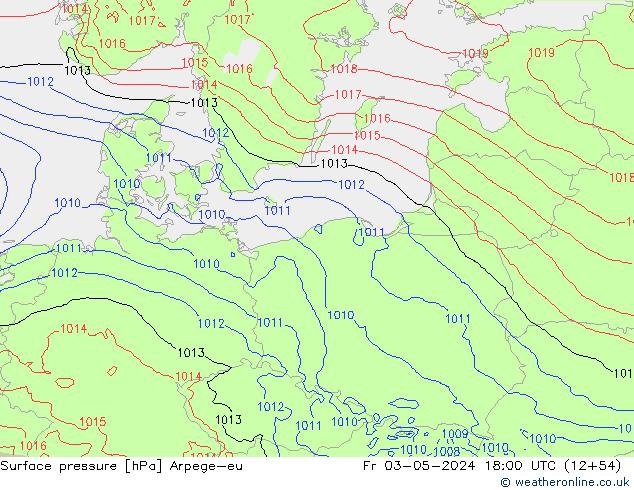 Luchtdruk (Grond) Arpege-eu vr 03.05.2024 18 UTC