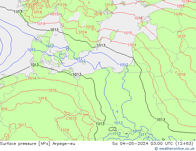 Surface pressure Arpege-eu Sa 04.05.2024 03 UTC