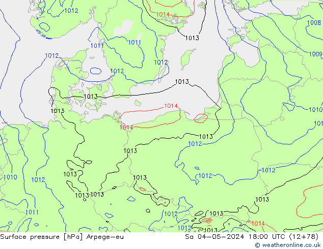 Surface pressure Arpege-eu Sa 04.05.2024 18 UTC