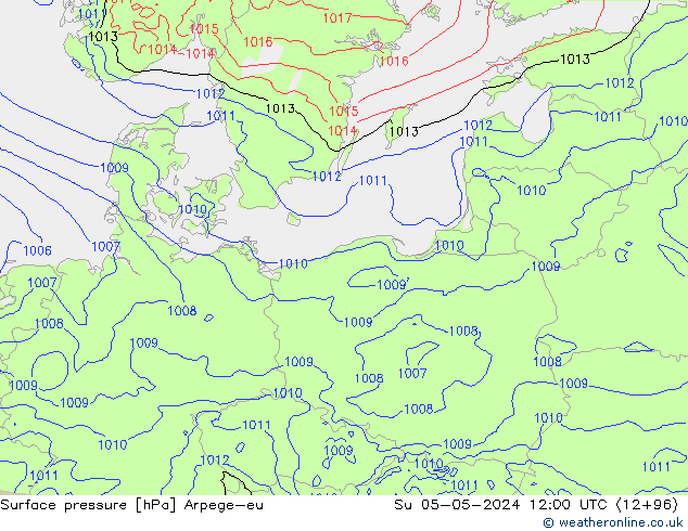 Surface pressure Arpege-eu Su 05.05.2024 12 UTC